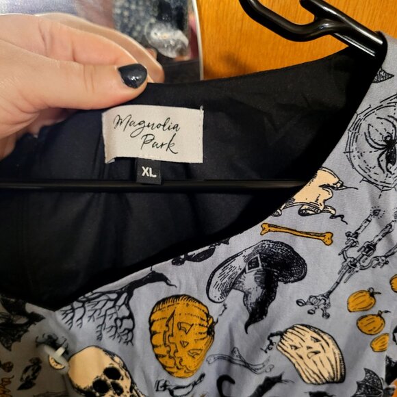 Dusty Blue Halloween Print Judy Swing Dress - Picture 7 of 9